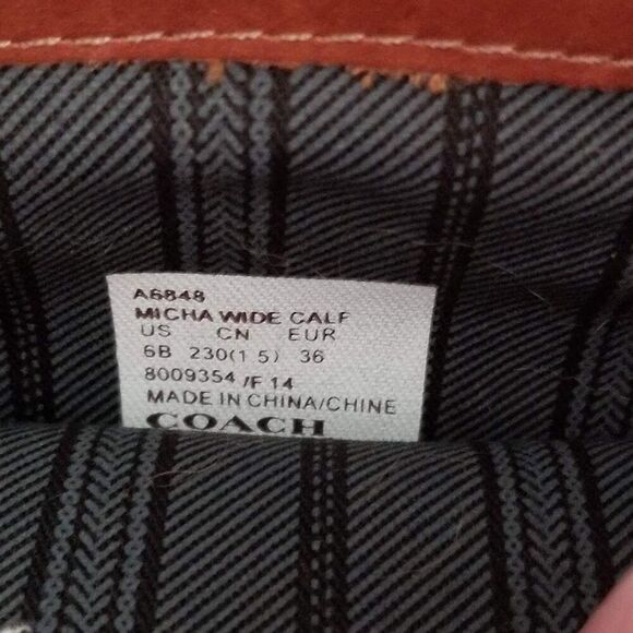 COACH Leather Riding Boots, Size 6 B, Micha Wide Calf - Picture 7 of 13